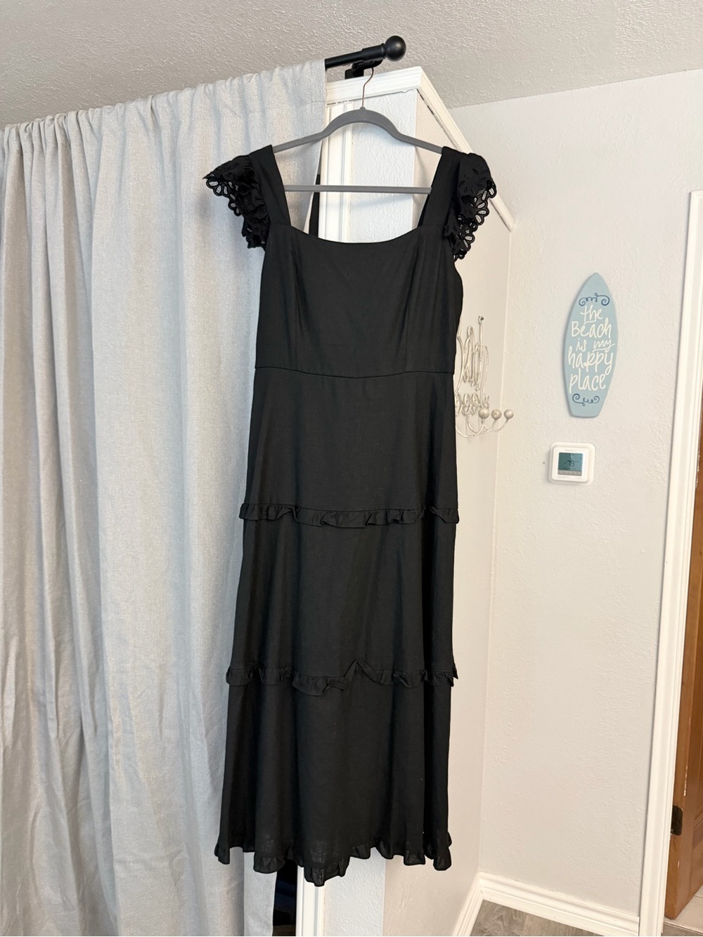 Black Tiered Anne Klein Ruffled Tiered  Dress